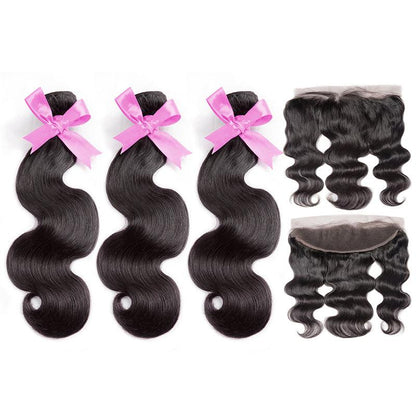 Body Wave Virgin Human Hair Extension Bundle Deal Hair Weave With Frontal - SHINE HAIR WIG