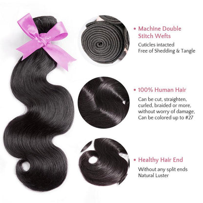 Body Wave Virgin Human Hair Extension Bundle Deal Hair Weave With Frontal - SHINE HAIR WIG