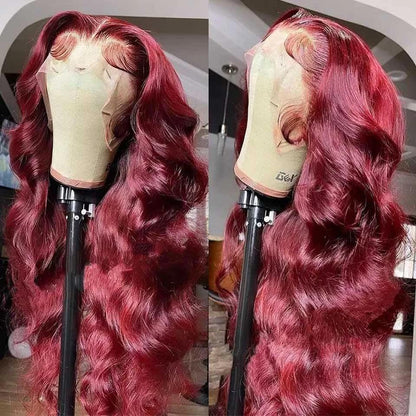 Burg/99J Colored 13x4 Lace Front Human Hair Wigs Brazilian Body Wave - SHINE HAIR WIG