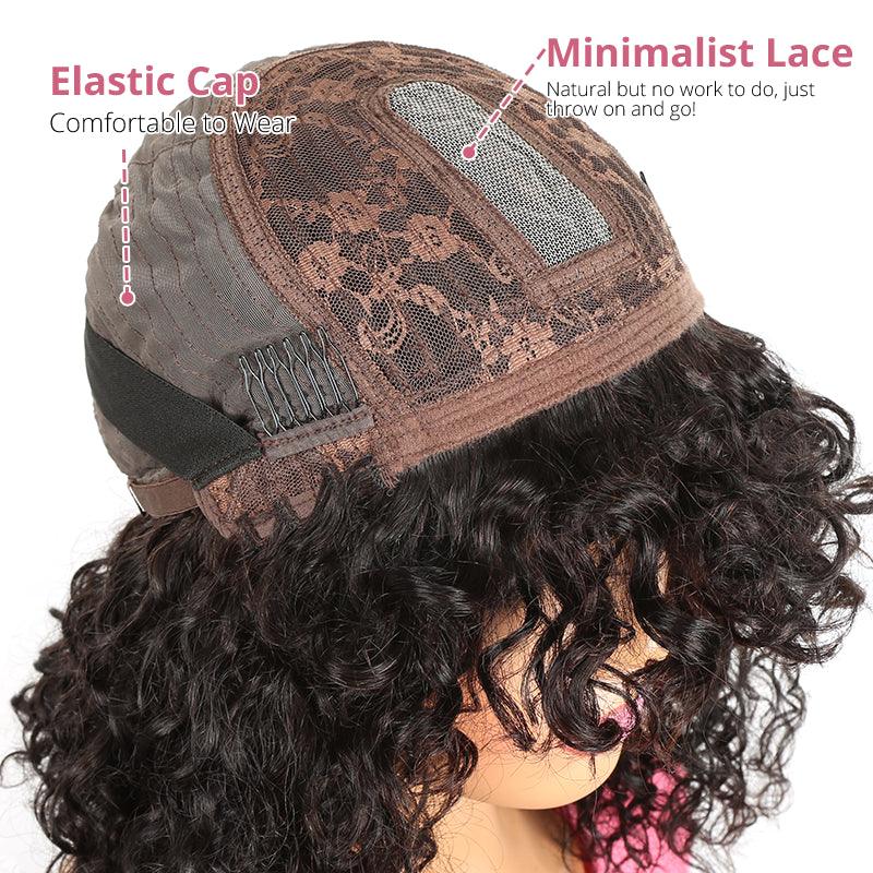 Curly Glueless Wig Brazilian Human Hair Wig With Bangs - SHINE HAIR WIG