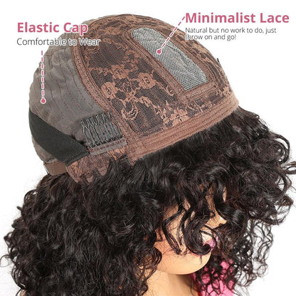 Curly Glueless Wig Brazilian Human Hair Wig With Bangs - SHINE HAIR WIG