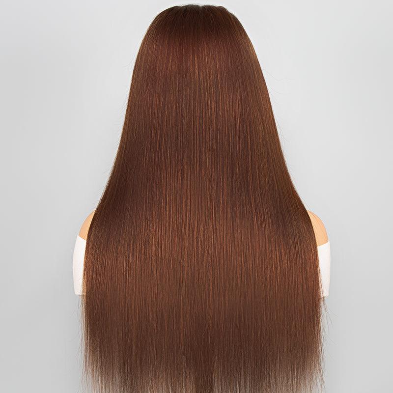 Glueless Wig Wear Go Chocolate Brown Colored Straight Human Hair Wigs - SHINE HAIR WIG
