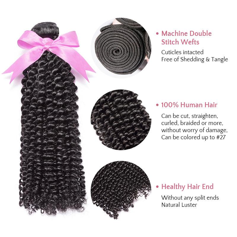 Kinky Curly Virgin Human Hair Extension Bundle Deal Hair Weave With Frontal - SHINE HAIR WIG