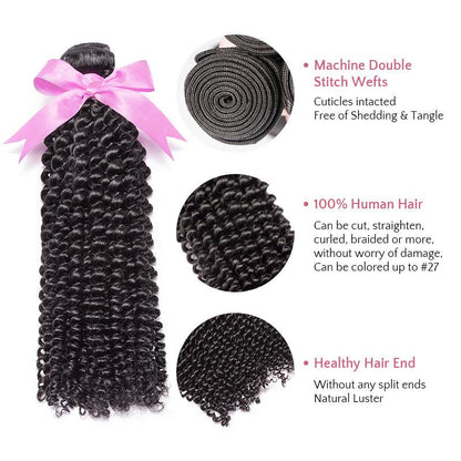 Kinky Curly Virgin Human Hair Extension Bundle Deal Hair Weave With Frontal - SHINE HAIR WIG