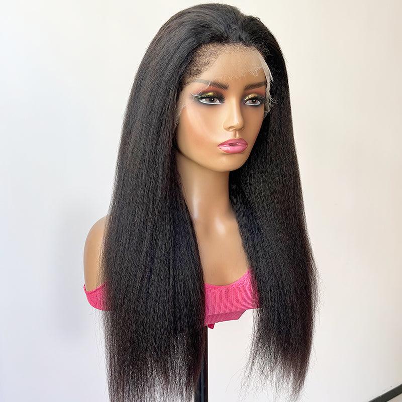 4C Edges Wig Kinky Straight Undetectable HD Lace Front Human Hair Wigs With Realistic Hairline - SHINE HAIR WIG