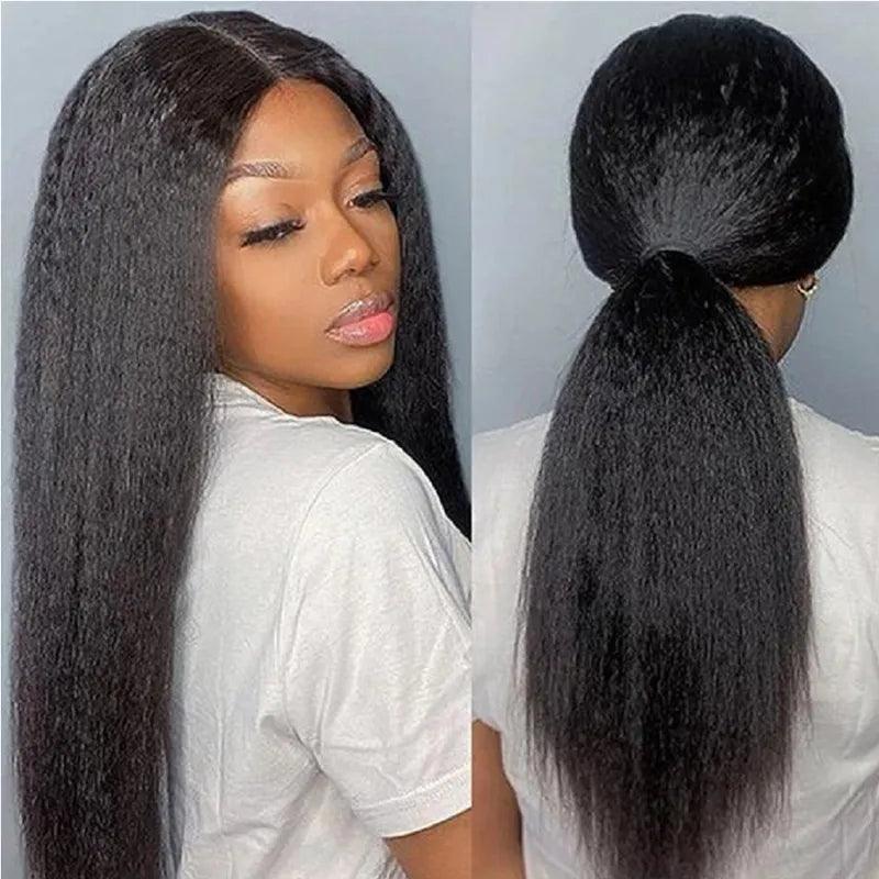 4C Edges Wig Kinky Straight Undetectable HD Lace Front Human Hair Wigs With Realistic Hairline - SHINE HAIR WIG