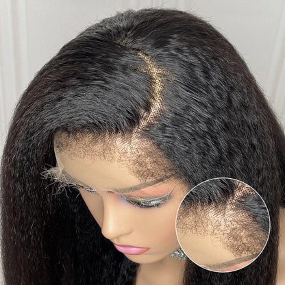 4C Edges Wig Kinky Straight Undetectable HD Lace Front Human Hair Wigs With Realistic Hairline - SHINE HAIR WIG