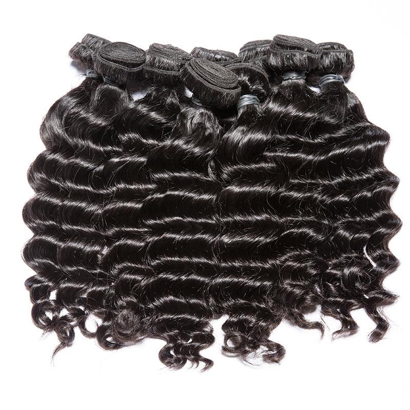 Natural Wave Virgin Human Hair Extension Bundle Deal Hair Weave With Frontal - SHINE HAIR WIG