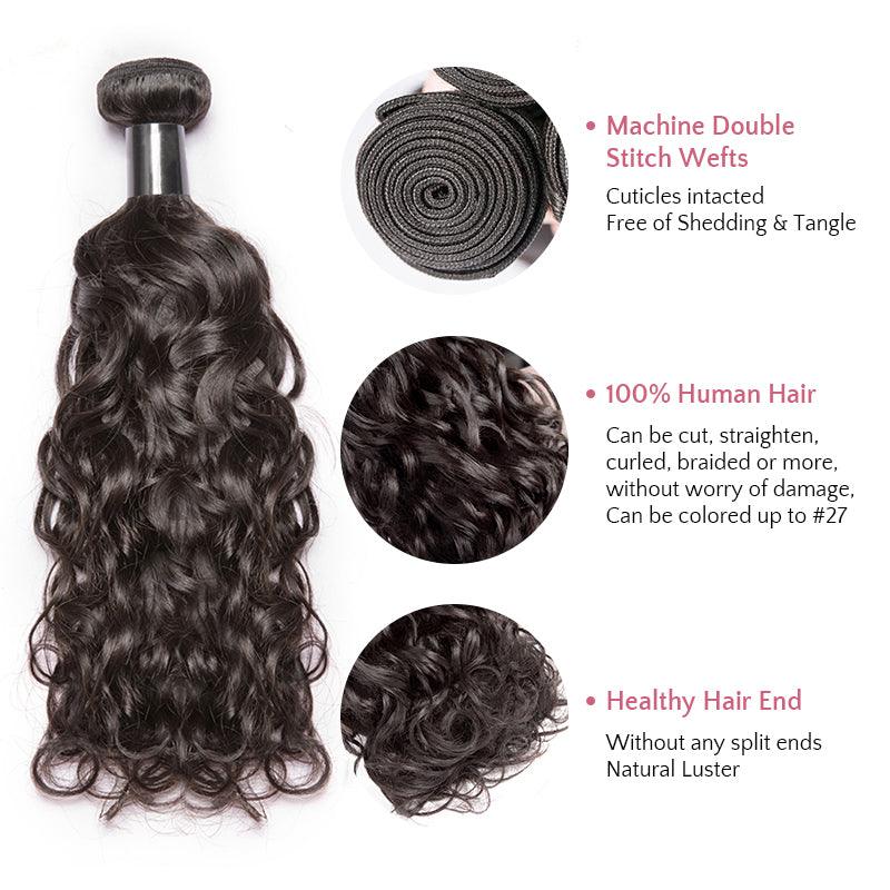 Water Wave Virgin Human Hair Extension Bundle Deal Hair Weave With Frontal - SHINE HAIR WIG